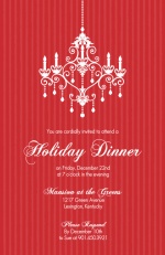Elegant Chandelier Red Holiday Party Invitation