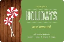 Wood Grain Peppermint Candy Holiday Card