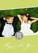 Green and Gray Monogram New Years Photo Card