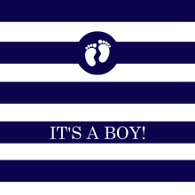 Navy and White Stripes  Boy Baby Shower Invite