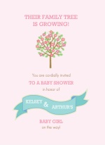 Blush Family Tree Girl Baby Shower Invitation
