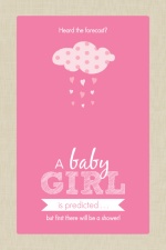 Pink and Taupe Clouds Girl Baby Shower Invitation