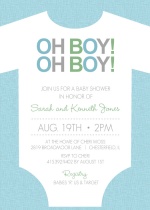 OH BOY! Blue Onesie  Baby Shower Invite