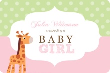 Pink and Green Giraffe Girl Baby Shower Invite