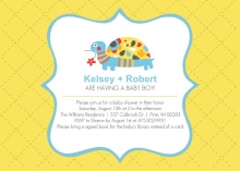 Yellow Turtle  Boy Baby Shower Invite