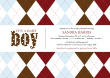 Argyle  Boy Baby Shower Invite