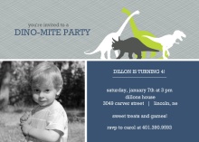 Navy and Gray Dinosaur  Kids Birthday Invitation