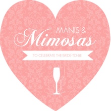 Pink Damask Manis and Mimosas Spa Invitation