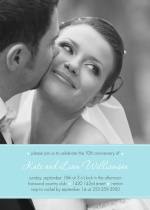 Blue Ribbon Photo Wedding Anniversary Invite 