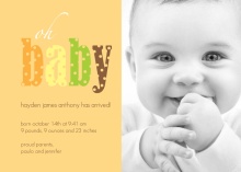 Orange Oh Baby Boy Birth Announcement