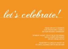 Orange Let's Celebrate Wedding Anniversary Invitation