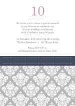 Damask Border 10th Anniversary Invitation