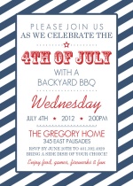Navy Stripes Fourth of July Invitation