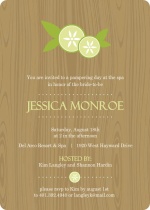 Wood Grain Cucumber Floral Spa Party Invitation