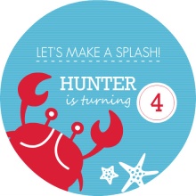Blue and Red Whimsical Crab Summer Party Invitation