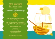 Sailing Ship Pirate Party Invitations