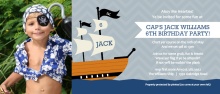 Gray and Blue Pirate Ship Birthday Invitation