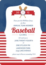 Blue and Red Striped Baseball Game Invitation
