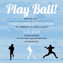 Blue Wood Grain Baseball Party Invitation