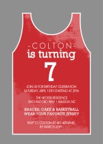 Red and Gray Jersey Party Basketball Invitation