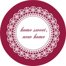 Burgundy Doily Moving Announcement