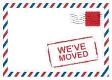 Red and Blue Postal Delivery Moving Announcement
