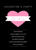 Modern Heart and Banner Valentine's Day Party Invitations