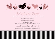 Playful Hearts and Stripes Valentine's Day Party Invitation