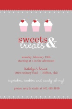 Hearts and Cupcake Treats Valentines Day Party Invitation