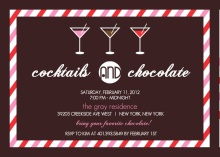 Cocktails and Chocolate Martini and Stripes Valentines Day Party Invitation