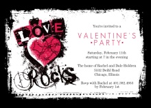 Grunge Love Rocks Valentine's Day Party Invitation