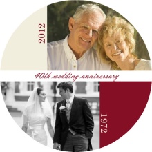Red and Cream Year Date 40th Anniversary Invitation