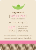 Brown and Pink Sweet Pea  Baby Shower Invite