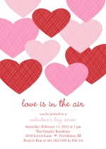 Cross Stitch Floating Hearts Valentines Day Party Invitation