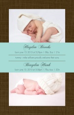 Brown Linen Boy Twins Birth Announcement