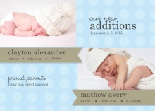 Blue Dots Twin Announcement Card