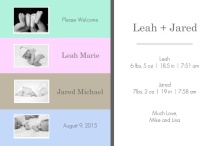 Bright Stripes Photo Twin Announcement Card