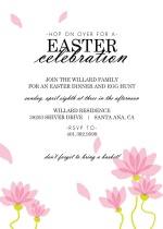 Elegant Pink Flowers Easter Party Invitation