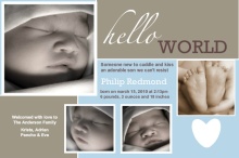 Hello World Blue and Green  Photo Boy Baby Announcement