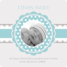 Blue Doily Baby Announcement