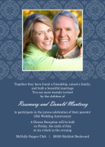 Decorative Flourish White and Navy 25th Anniversary Invitation