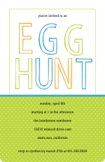 Green and Blue Polka Dots Egg Hunt Easter Party Invitatioin