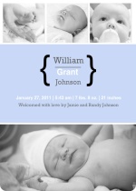 Blue Four Photo Boy Baby Announcement