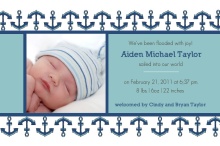 Blue Anchors  Photo Boy Baby Announcement