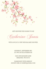 Sweet Pink Cherry Blossoms  Girl Baby Shower Invitation