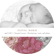 Vintage Roses Photo Girl Baby Announcement