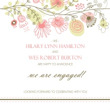 Pink and White Whimsical floral Engagement Announcement