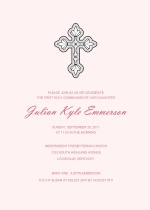 Cross with Pink Communion Invitations