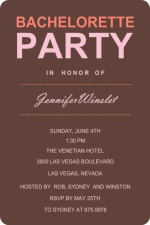 Chocolate Pink Bachelorette Party Invitation
