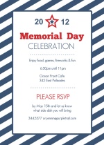 Blue Striped Memorial Day Invitation